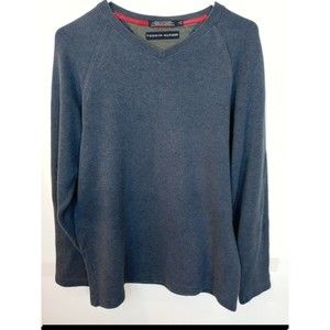 Tommy Hilfiger Mens Blue V-Neck Sweater, Size Small